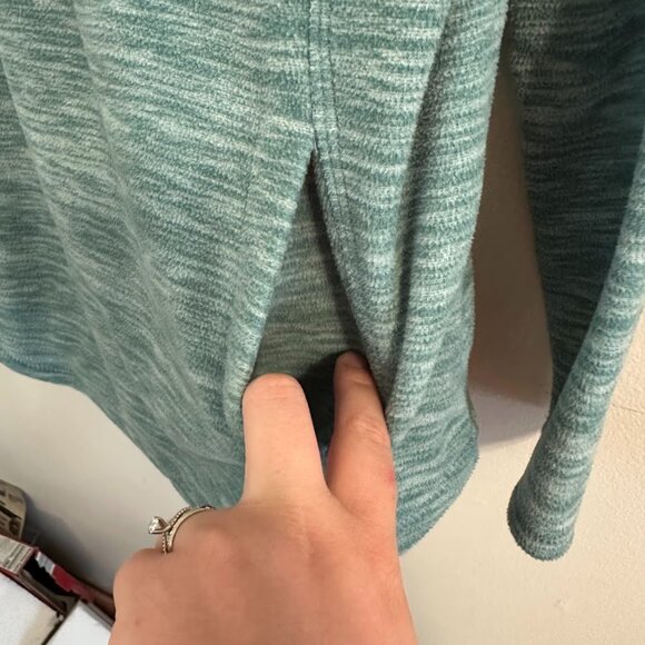 St. John's Bay Quarter-Zip Fleece Pullover in Heather Green Blue - Size Medium - Picture 4 of 7